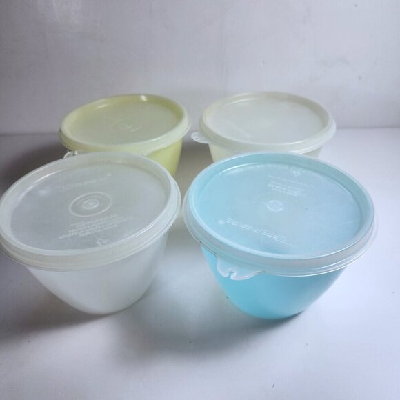 Tupperware Refrigerator Bowls with Lids Storage Container 148 Green Yellow White - Picture 4 of 8